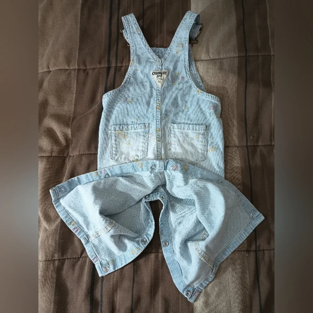 Kids OshKosh B'gosh Blue Jean Floral Overalls 9 M